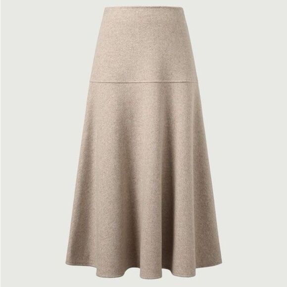 OGL Move Cashsoft Wool-like Flared Maxi Skirt Heather Oatmeal Size Medium NEW - Picture 3 of 15